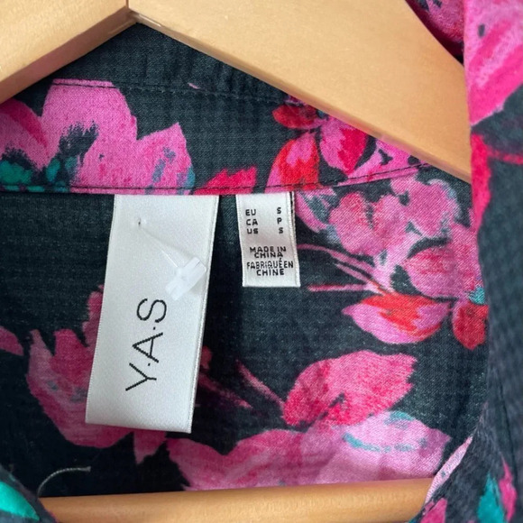 Yas Scura Floral Mini Tiered Hem Shirtdress Sz S - Picture 7 of 8